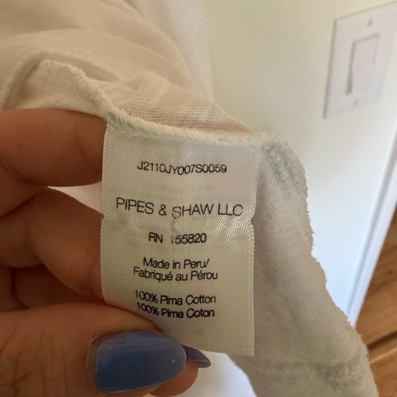 Veronica Beard White Pima Cotton Scoop Long Sleeve Gold Buttons Medium FLAWED - Picture 6 of 8